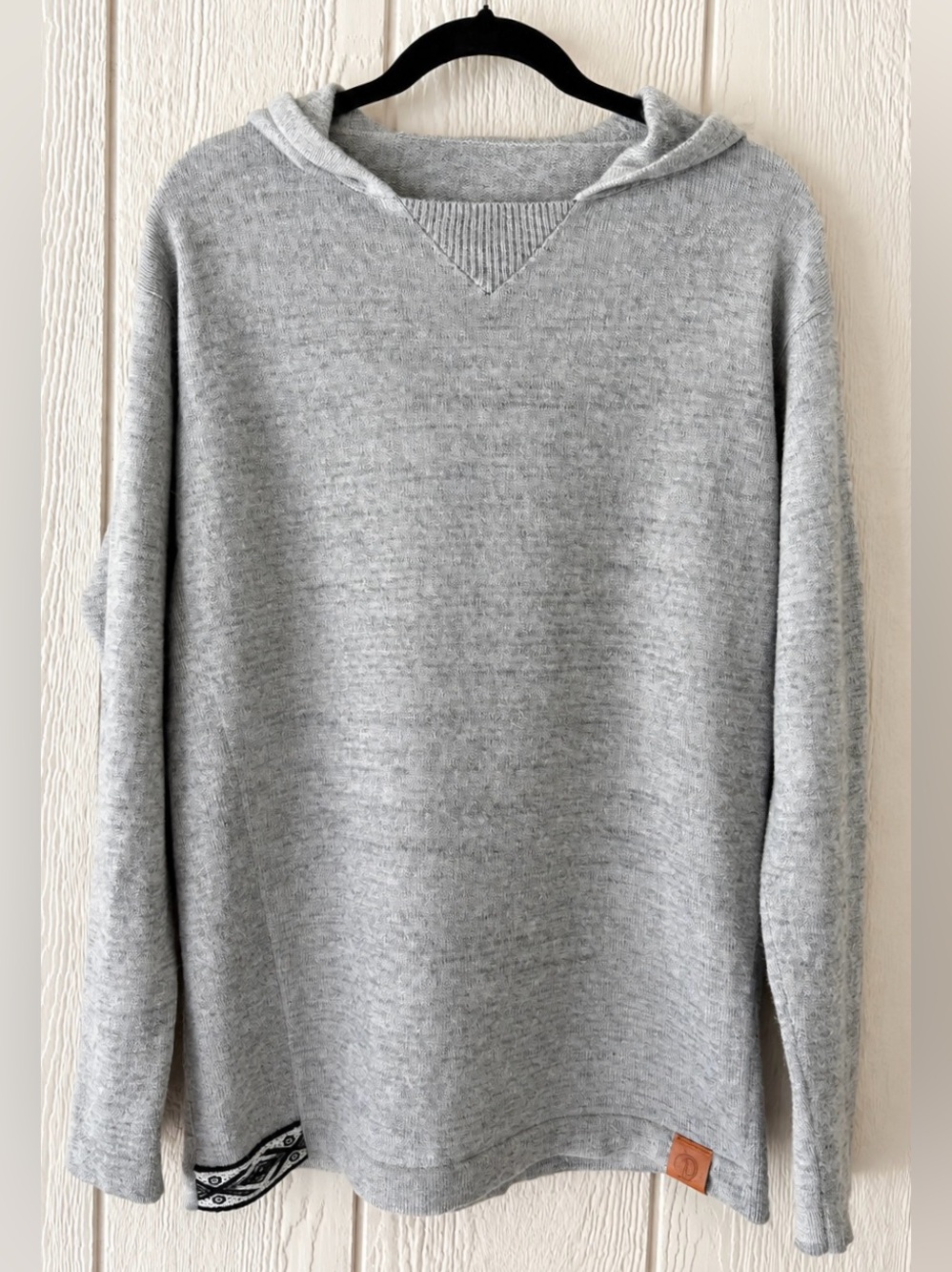 PAKA Handmade Gray Merino Wool Alpaca Blend Hooded Sweater Pullover Size L